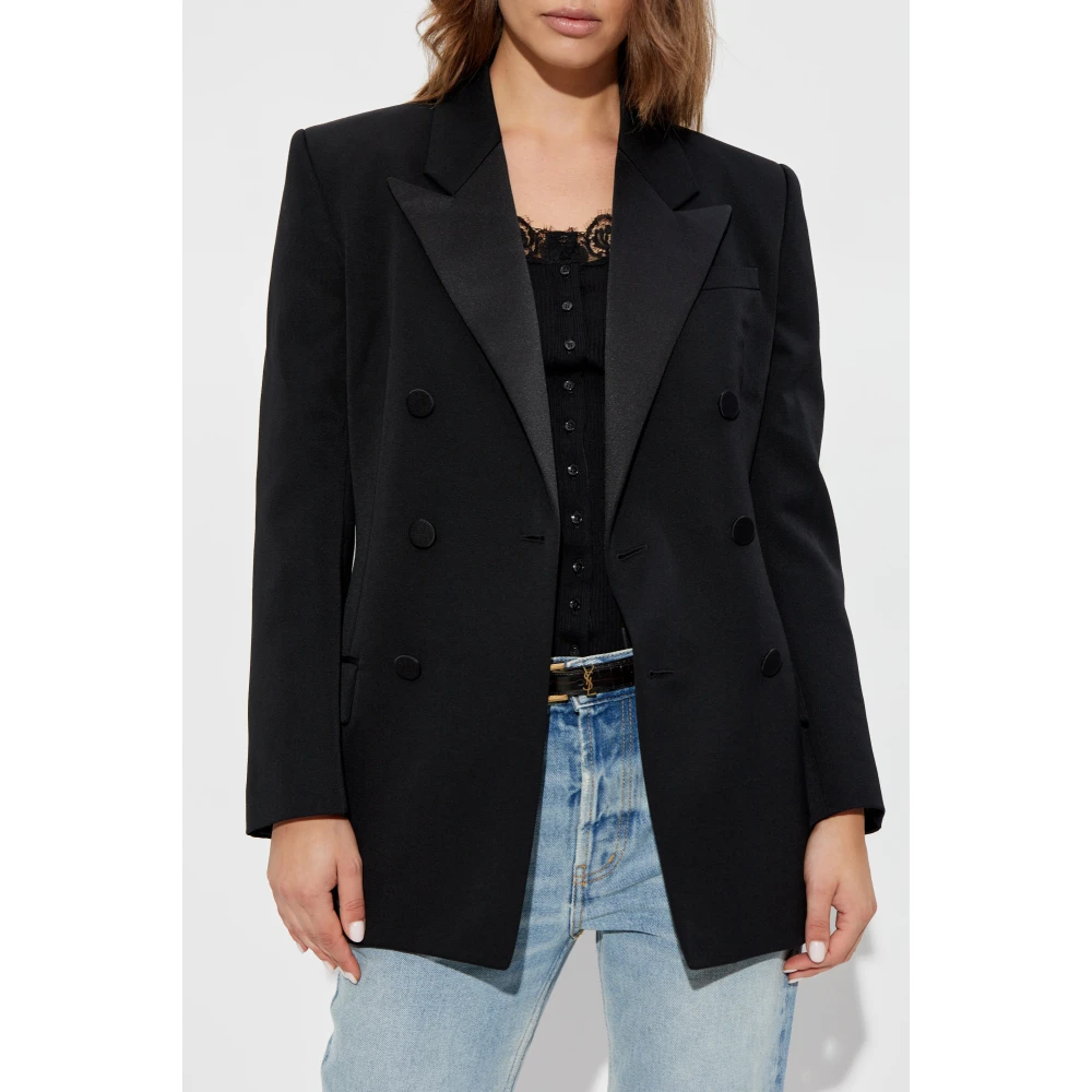 Saint Laurent Double-breasted blazer Black Dames