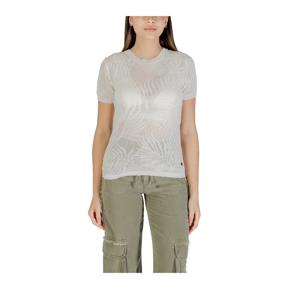 Desigual Women's White Round-Neck Knitwear,, Short Sleeve T-Shirt Extra Small