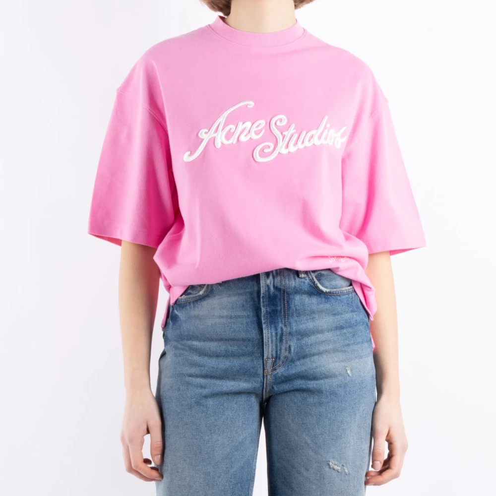Acne Studios Roze Katoenen T-Shirt Cl0327 Pink Dames