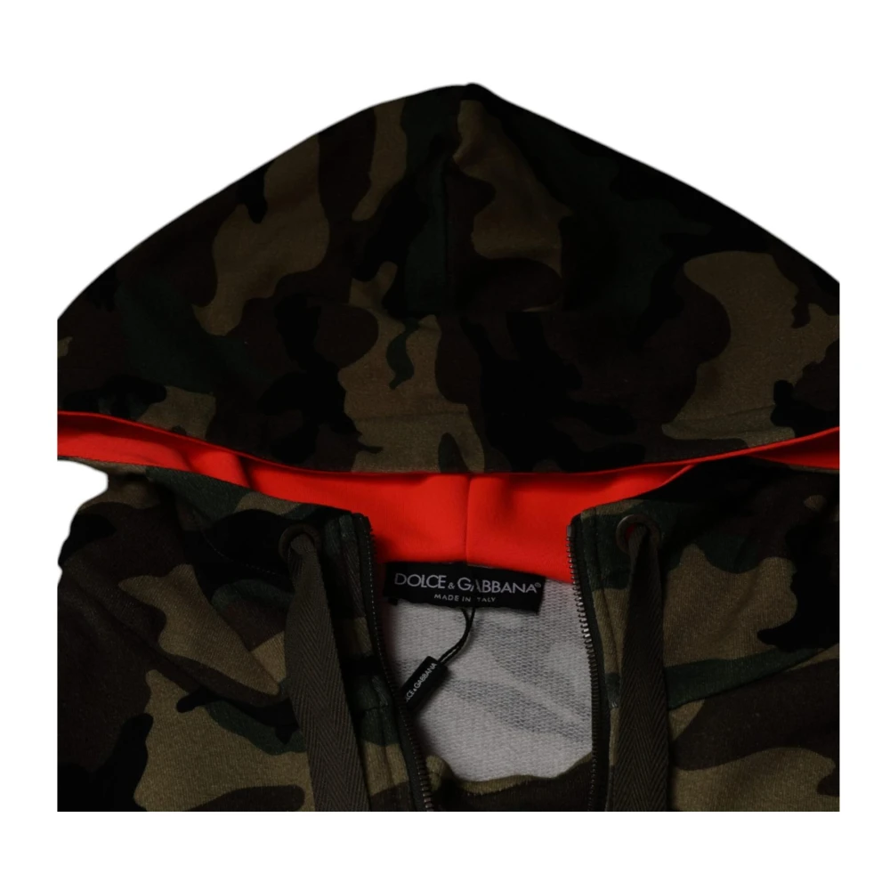 Dolce & Gabbana Camouflage hoodie met logodetails Multicolor Heren
