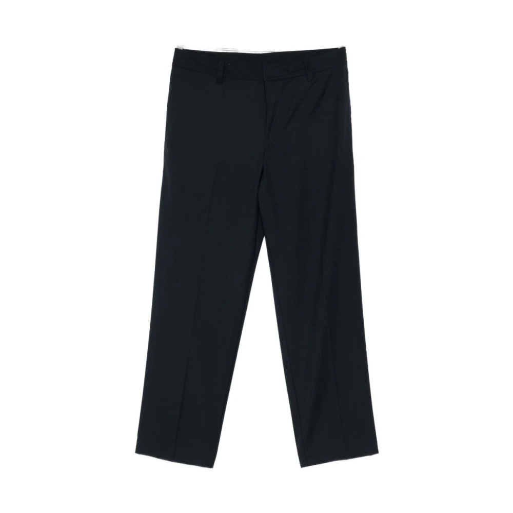 Emporio Armani Men's Blue Straight Trousers, 2XL, Logo Detail Wool Trousers