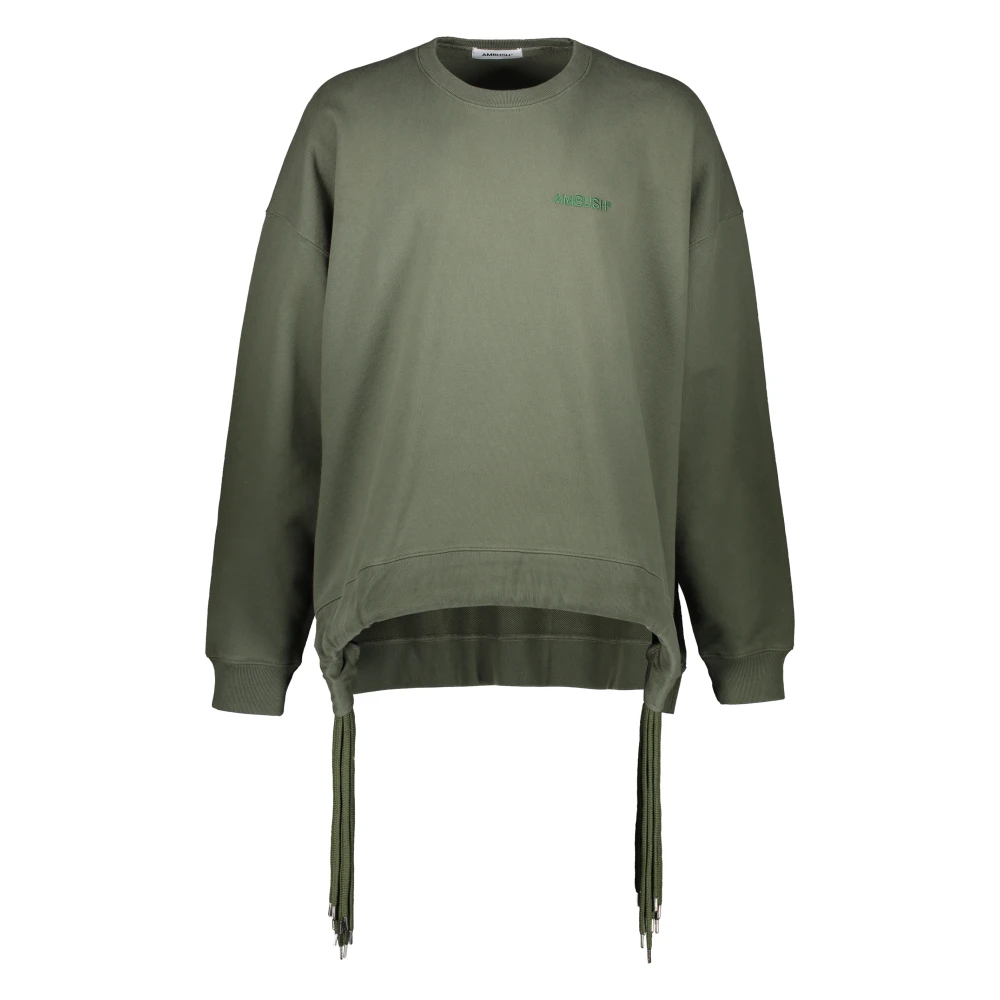 Ambush Geborduurde katoenen sweatshirt met asymmetrische zoom Green Heren