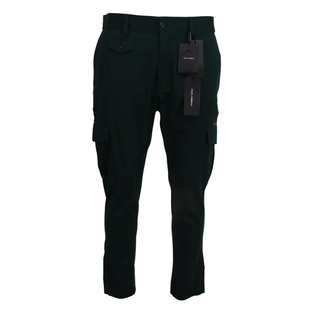 Dolce & Gabbana Men's Blue Slim-Fit Trousers, Xs, Green Cargo Stretch Jeans