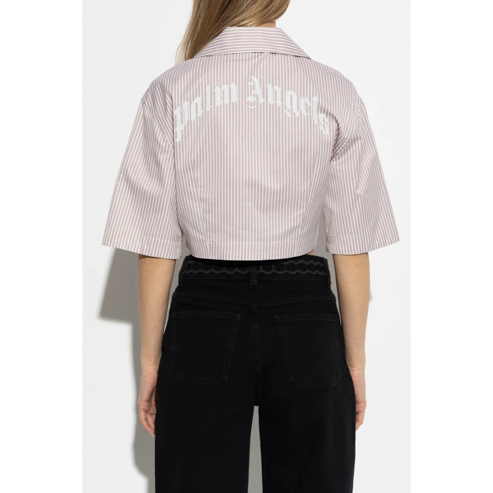 Palm Angels Shirt met gestreept patroon Beige Dames