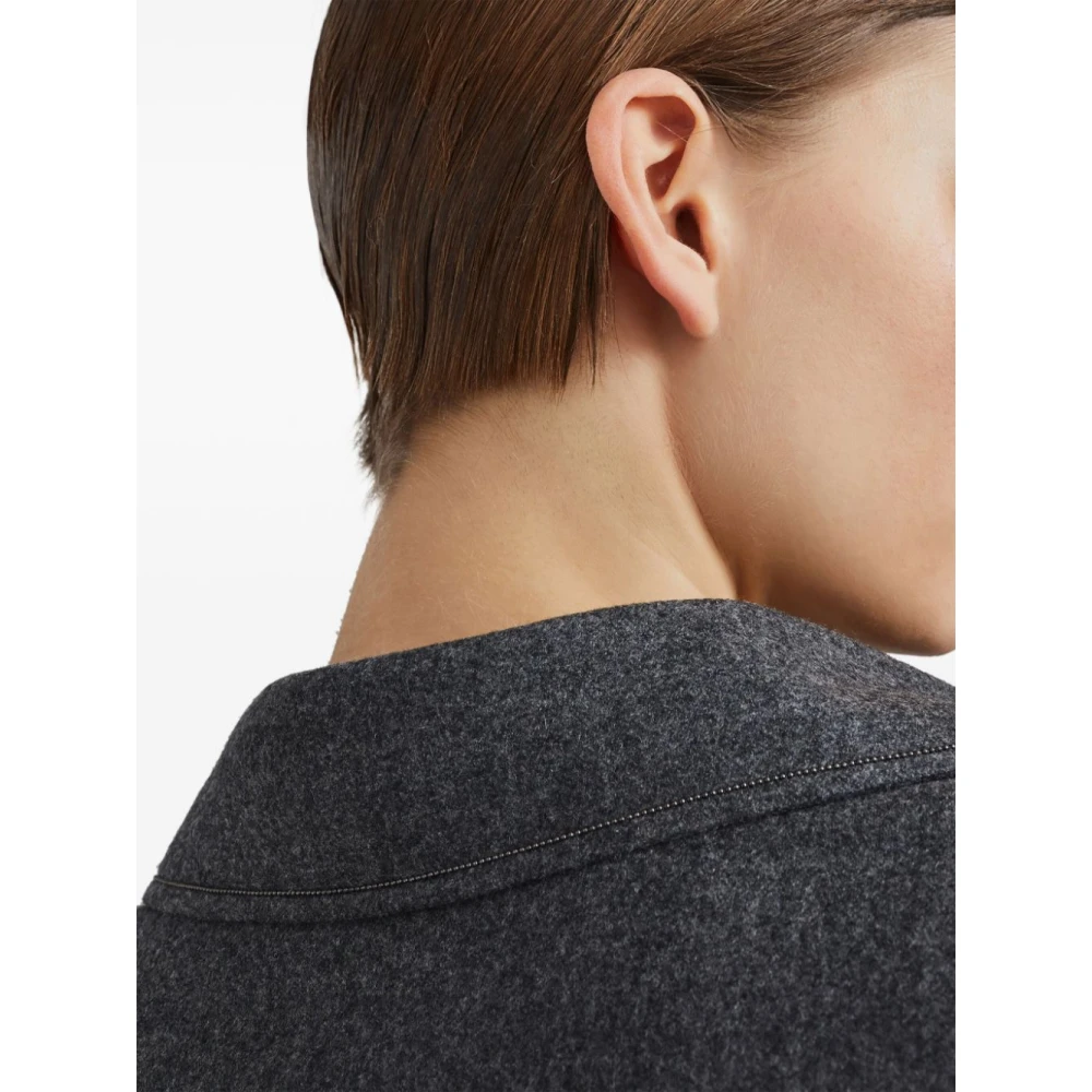 BRUNELLO CUCINELLI Grijze Flanellen Overhemdjurk Gray Dames