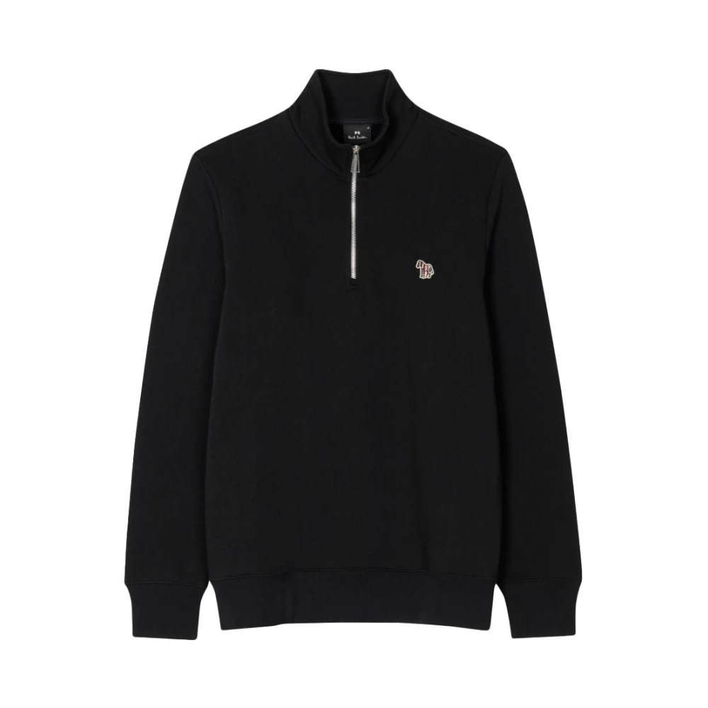 PS By Paul Smith Zebra Logo Zip-Neck Sweatshirt Black Heren