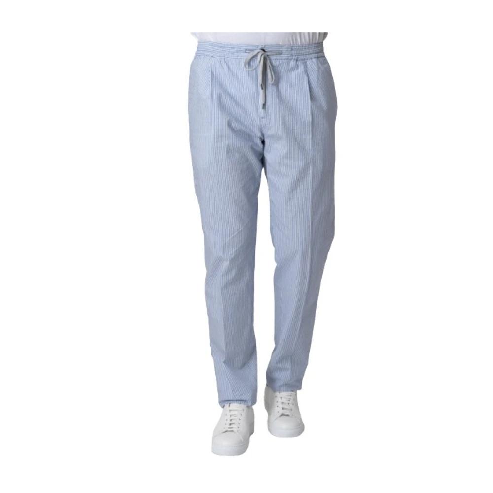 Pt Torino Uomo Blu Pantaloni A Righe In Seersucker