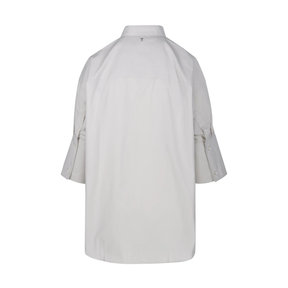 Ami Paris Mandarijn Kraag Shirt 193 Krijt White Dames