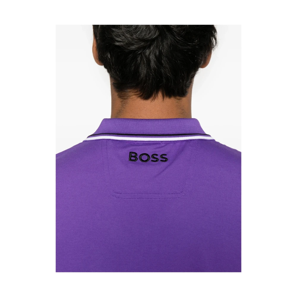 Hugo Boss Pruim Paarse Geborduurd Logo Sweater Purple Heren