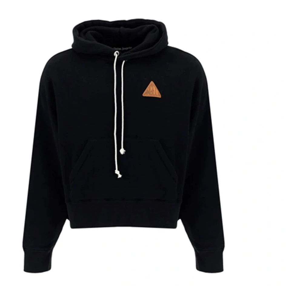 Palm Angels Zwarte Sweatshirt met Trekkoord Capuchon en Geribbelde Boorden Black