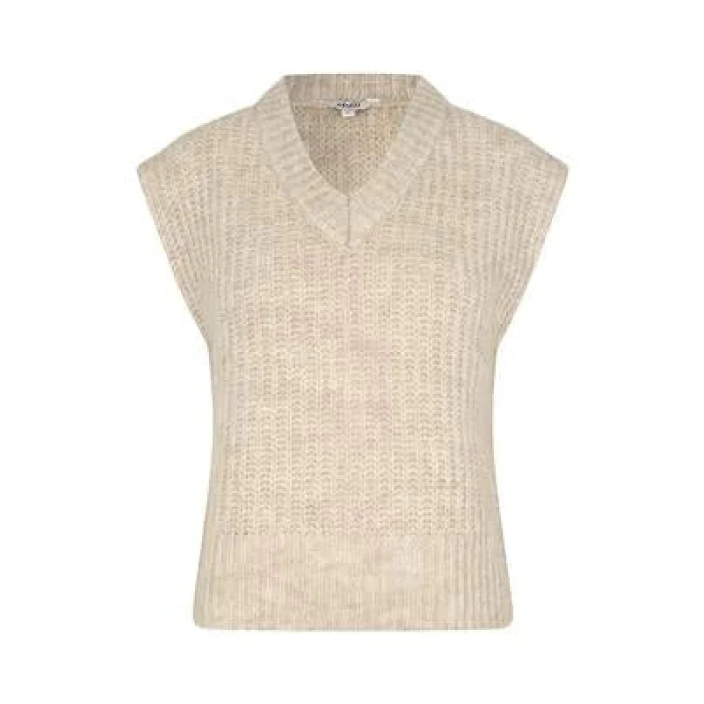 MbyM Stijlvolle Gebreide Spencer in Haver Melange Beige Dames