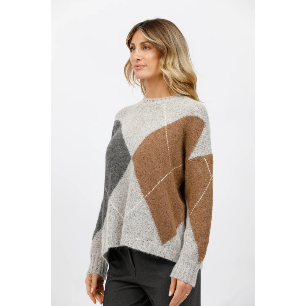 Gran Sasso Diamantpatroon Ronde Hals Trui Multicolor Dames