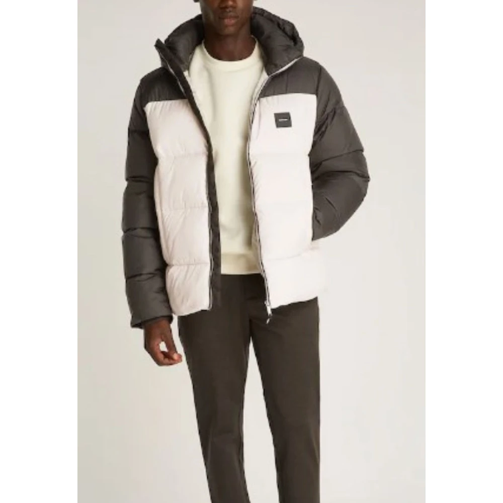 Calvin Klein Color-Block Hooded Gewatteerde Pufferjas Black Heren