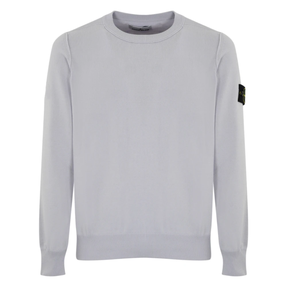 Stone Island Paarse Katoenen Trui Geribbelde Details Purple Heren