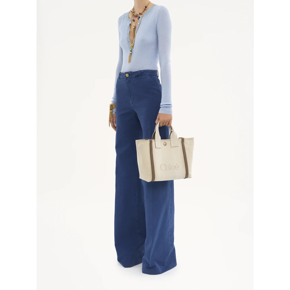 Chloé Beige Schoudertas met Drukknoopsluiting Beige Dames