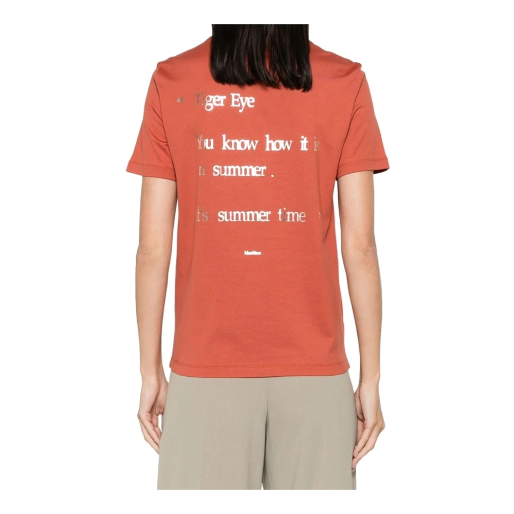 Max Mara Katoenen T-shirt met logoprint Orange Dames