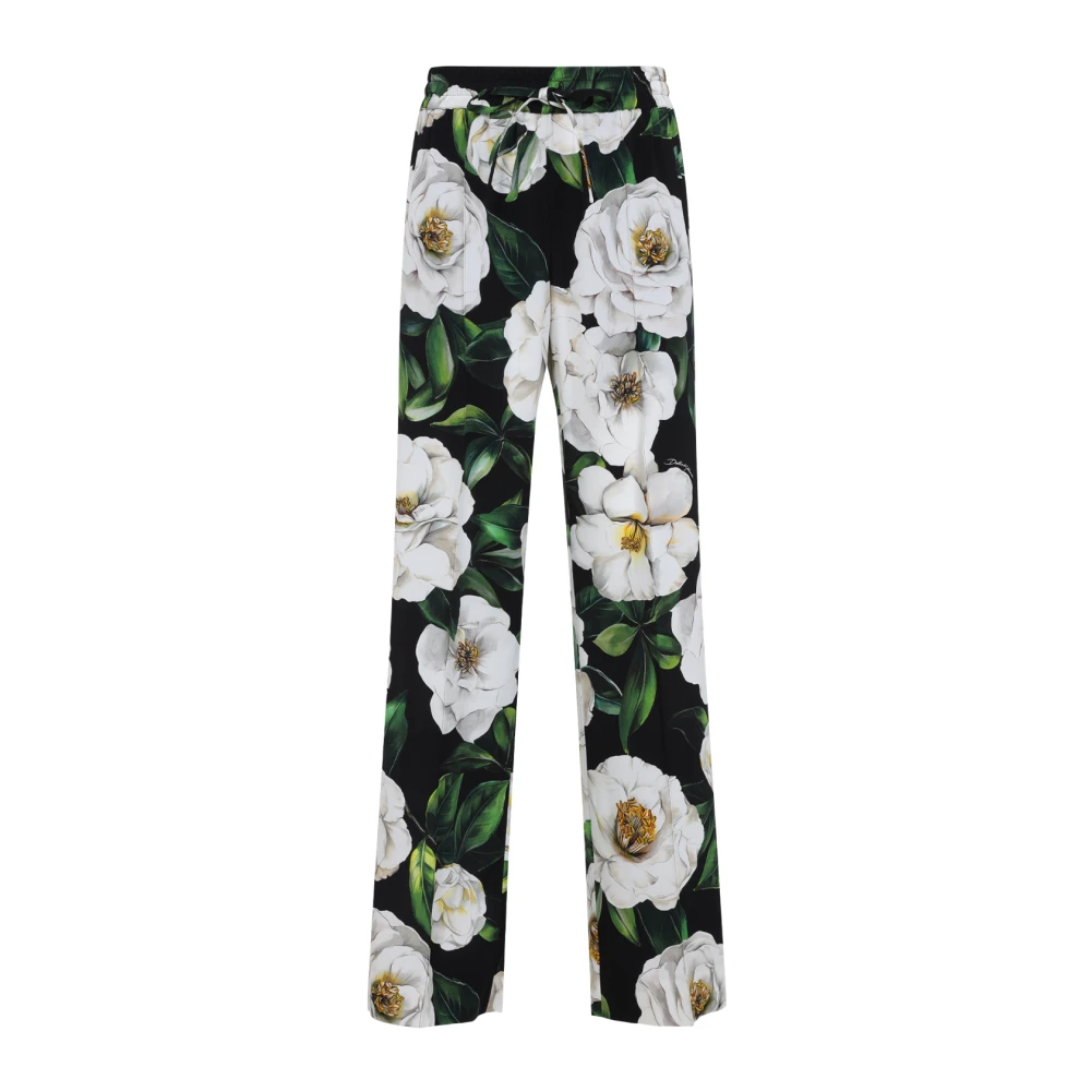 Dolce & Gabbana Donna Multicolor Pantaloni Di Seta Neri Stile Elegante