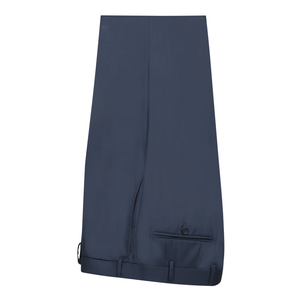 Canali Blauw Dubbelborstig Pak. Elegante Stijl. Blue Heren