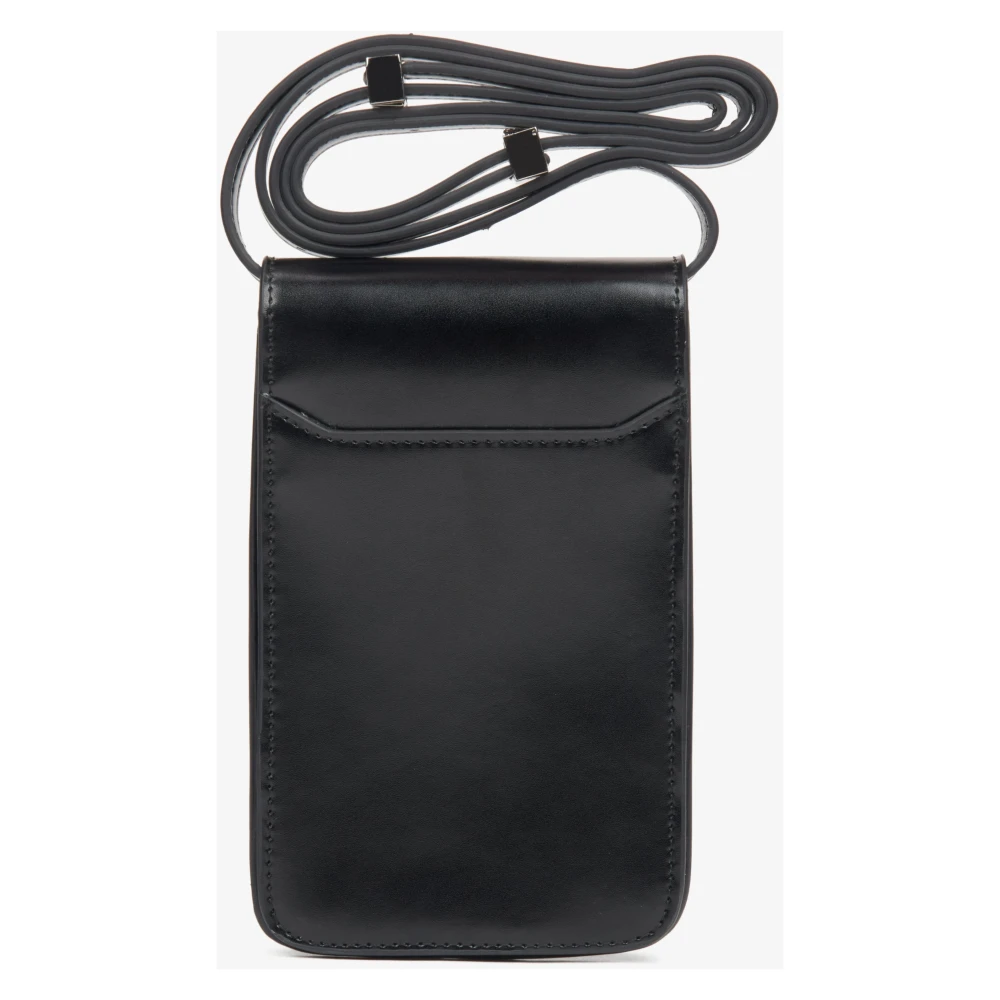 Estro Zwarte Leren Telefoonhoes voor Vrouwen Black Dames
