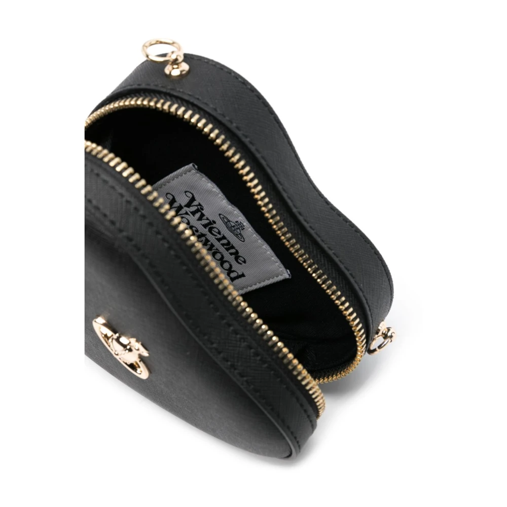 Vivienne Westwood Zwarte gestructureerde schoudertas met gouden hardware Black Dames