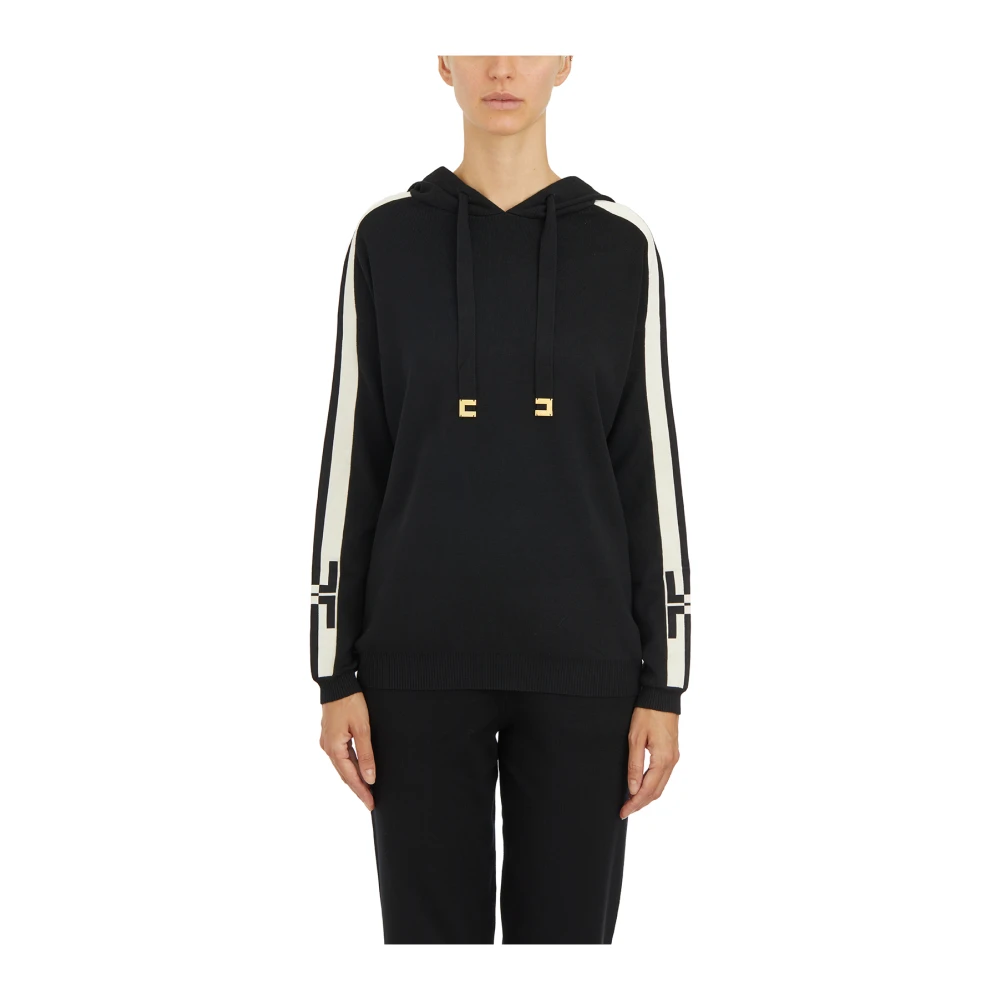 Elisabetta Franchi Viscose Hoodie Black Dames