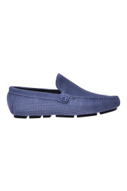 Driver loafers in denim blue split leather