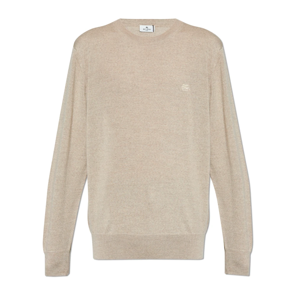 ETRO Wollen trui met logo Beige Heren