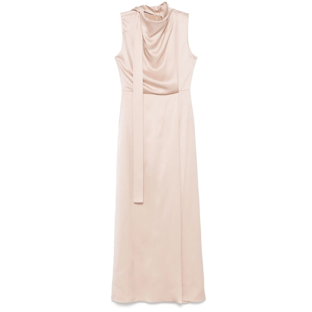 Fendi Roze Gedrapeerde Jurk met Zijstrik Beige Dames