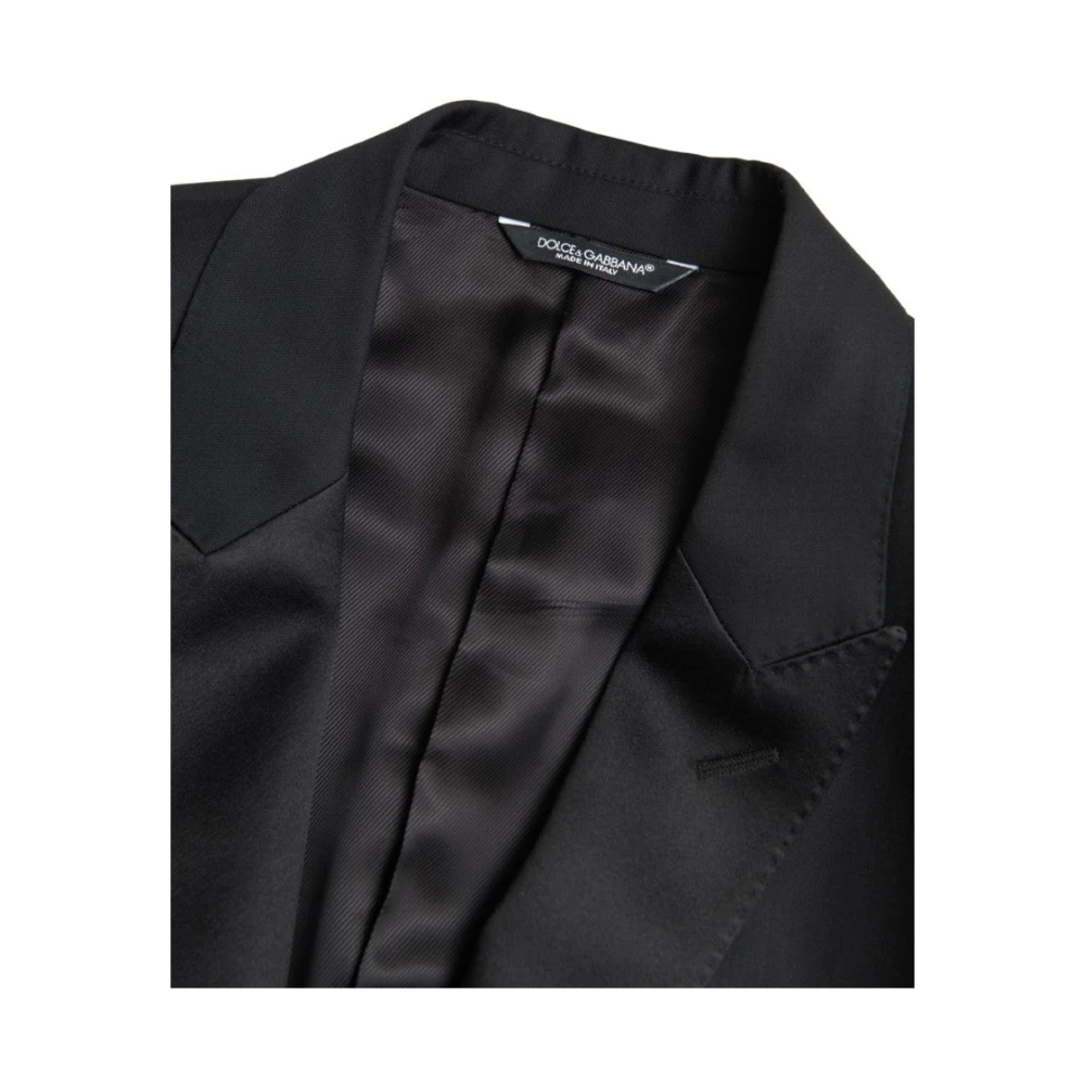 Dolce & Gabbana Luxe Zwarte Slim-Fit Wolblend Blazer Black Heren