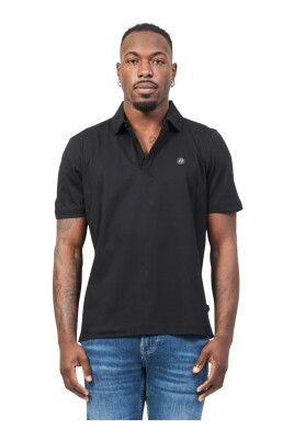 polo-noir-a-manches-courtes