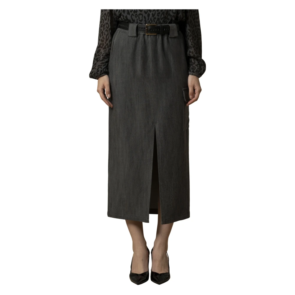 Kocca Kvinno Grå Kjolar Dam, L, Elegant Pennkjol Med Slits