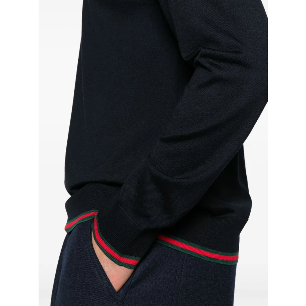 Gucci Donkerblauwe Wollen Gebreide Trui Blue Heren