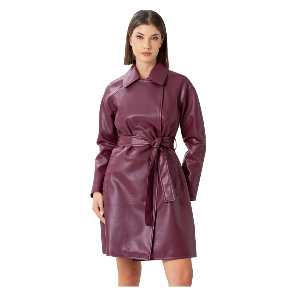 Kocca Vrouw Rood Jassen Dames, L, Leer, Trench Aravarax