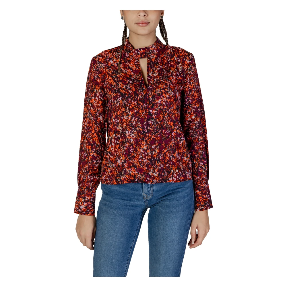 Jacqueline de Yong Abstract Print V-Hals Blouse Multicolor Dames