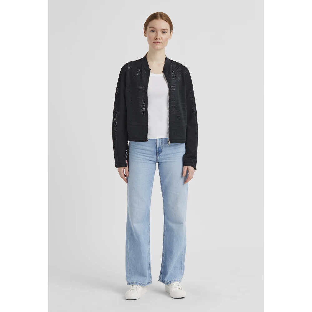 Milestone Scuba Jersey Blouson Jack met Allover Motief Black Dames