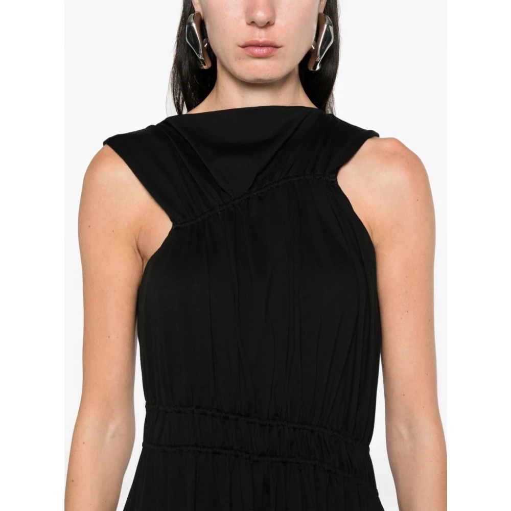 alexander mcqueen Zwarte Asymmetrische Halslijn Jurk Italië Black Dames