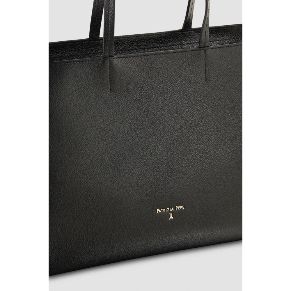 PATRIZIA PEPE Minimalistische Zwarte Leren Winkelmand Black Dames