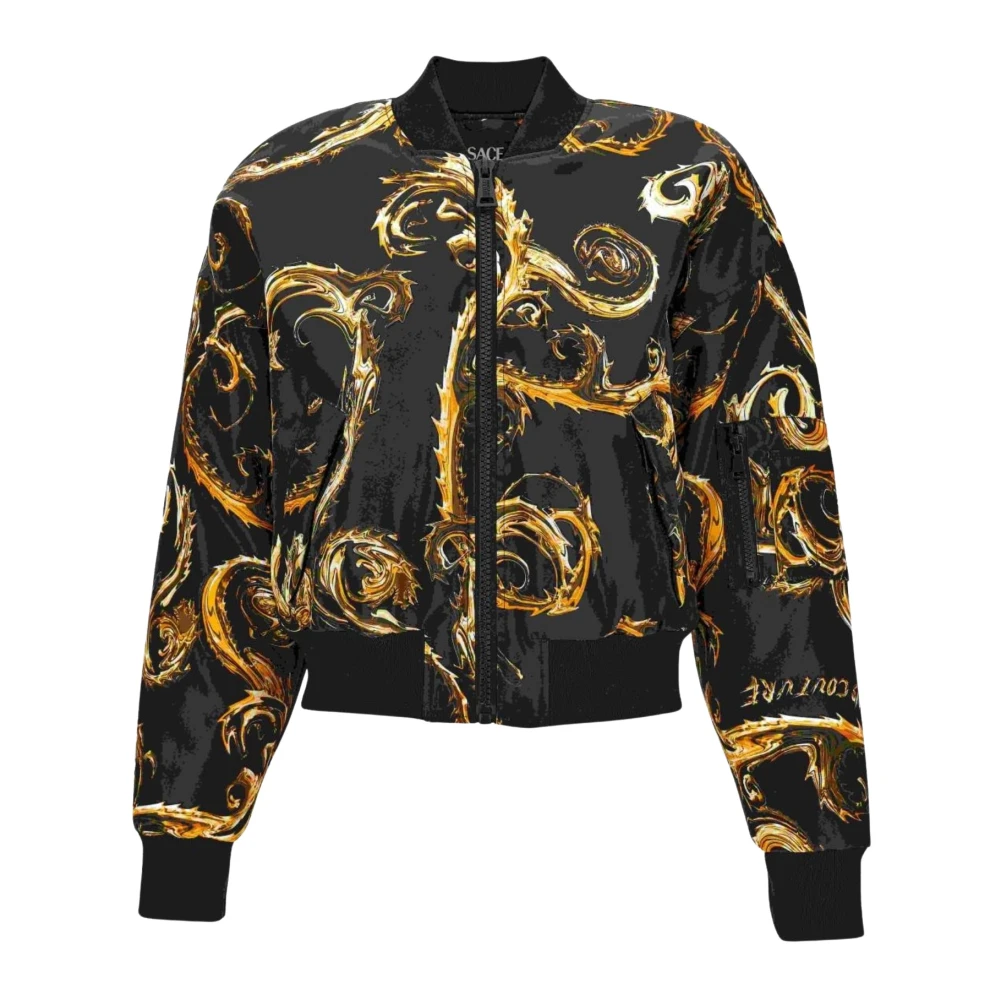 Versace Jeans Couture Zwarte Parka Wintermode Statement Multicolor Dames