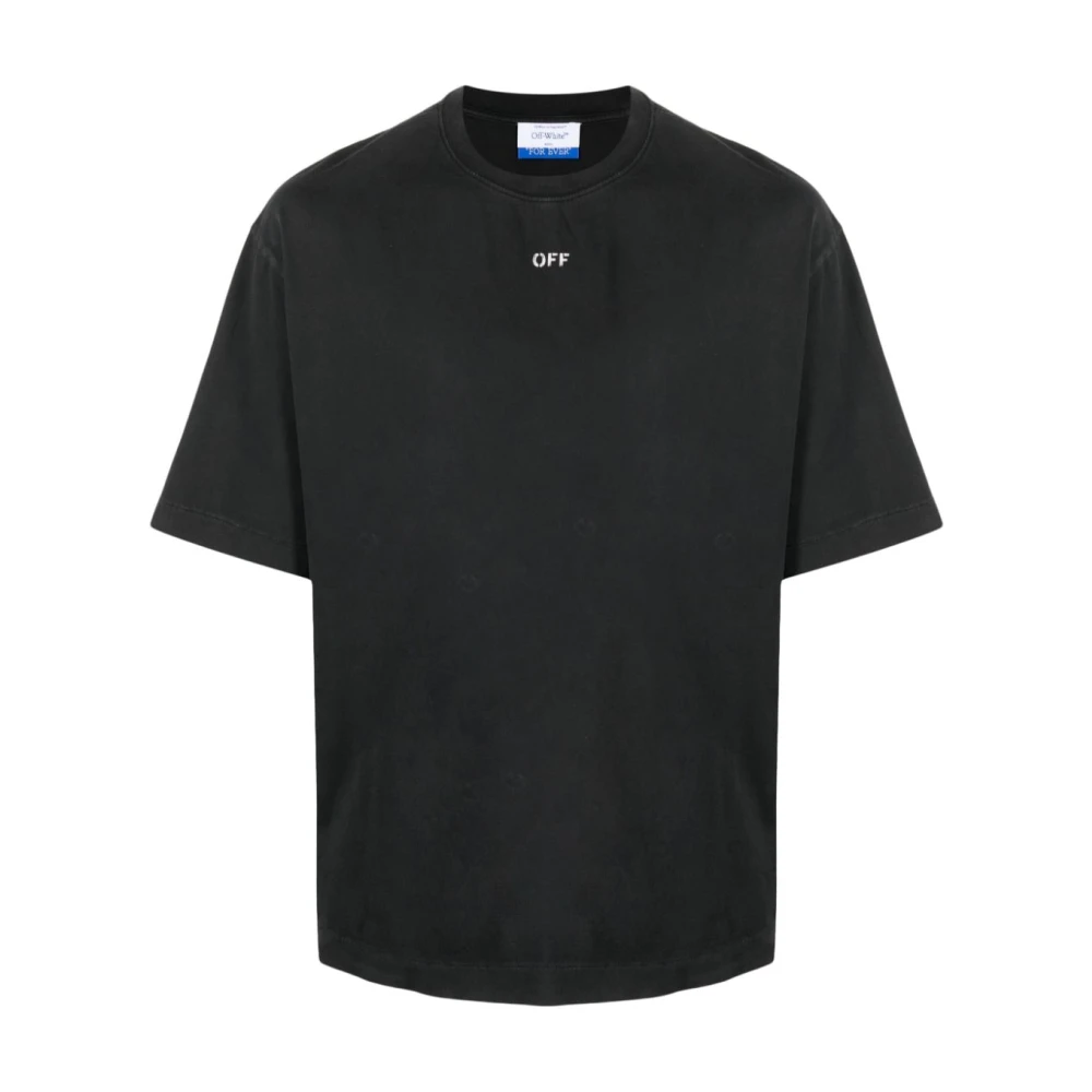 Off White Svart Logo Print T-shirts och Polos Black, Herr