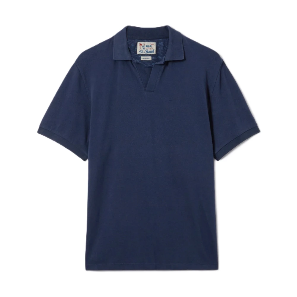 Mc2 Saint Barth Blue Polo Shirts, Male, Xl, Charles Stretch Piquet Polo