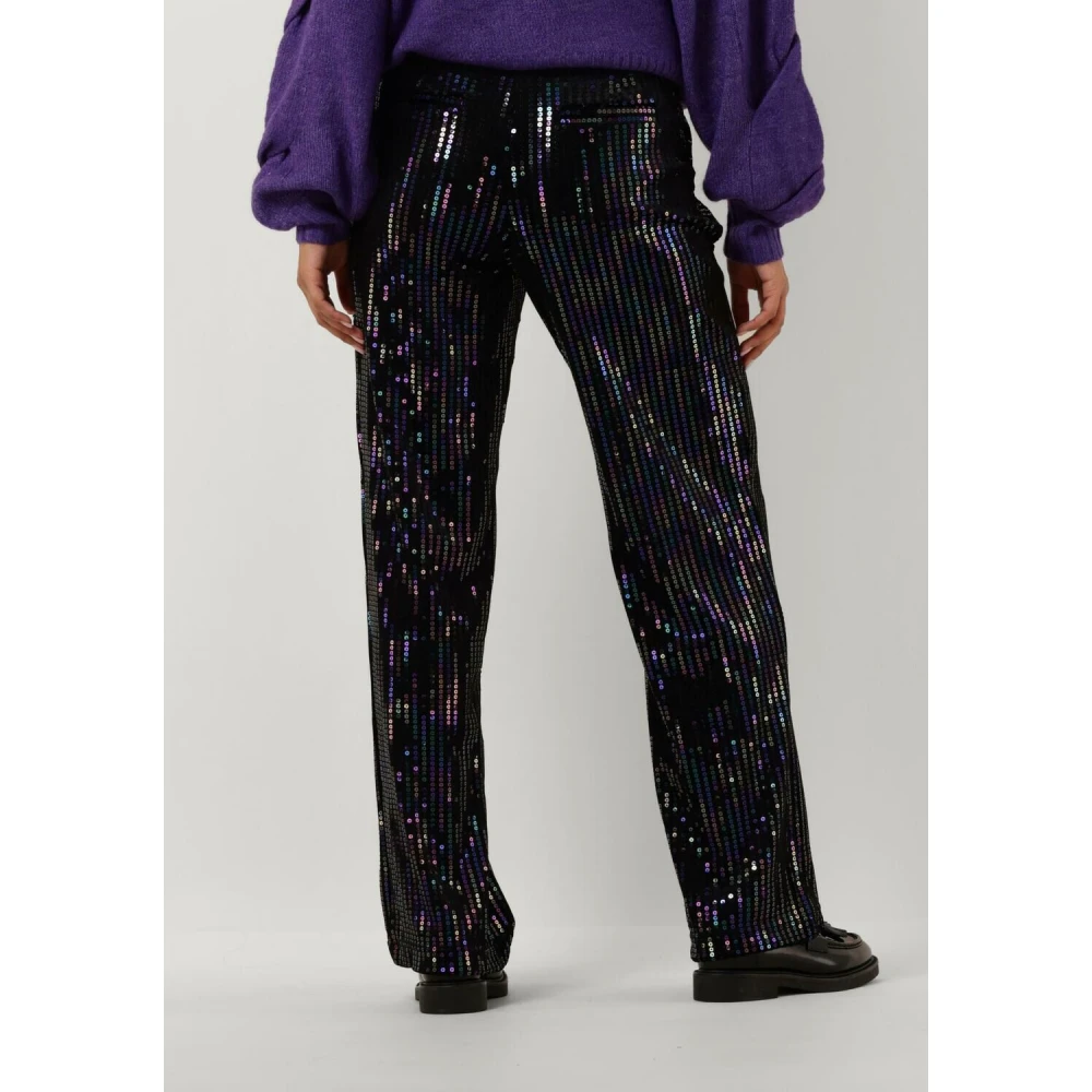 Y.A.S Paillet Straight Pant voor Vrouwen Black Dames