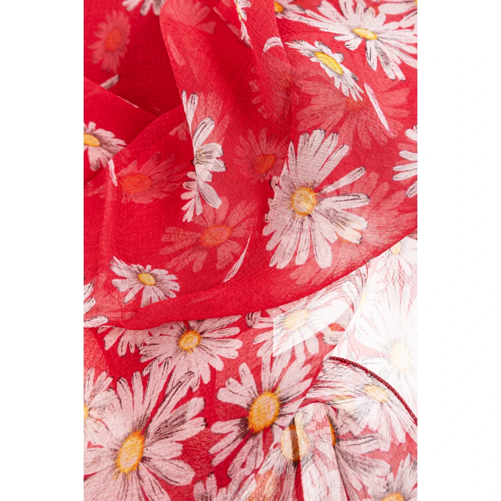 Moschino Zijden sjaal met bloemmotief Red Unisex