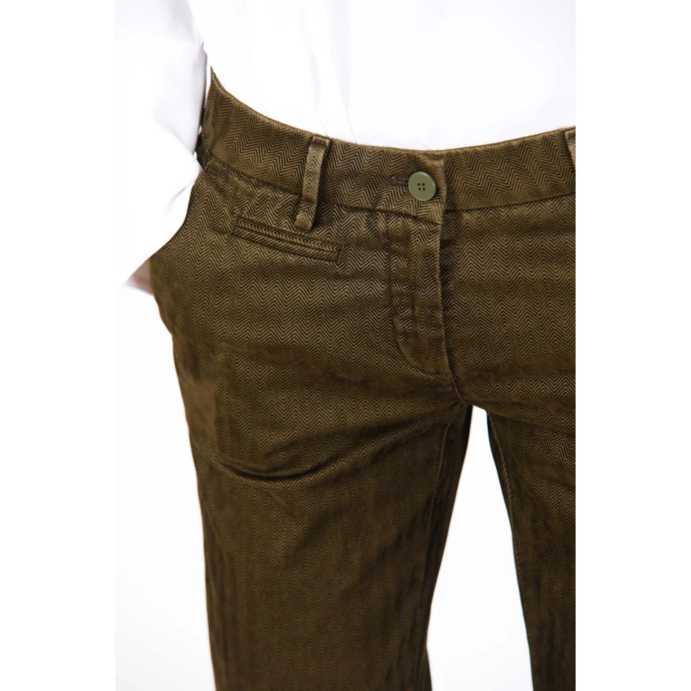 Mason's Slim-Fit Chino`s in Bosgroen Herringbone Brown Dames