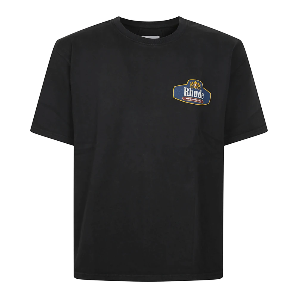 Rhude Men's Black T-Shirts, M, Racing Crest T-Shirt