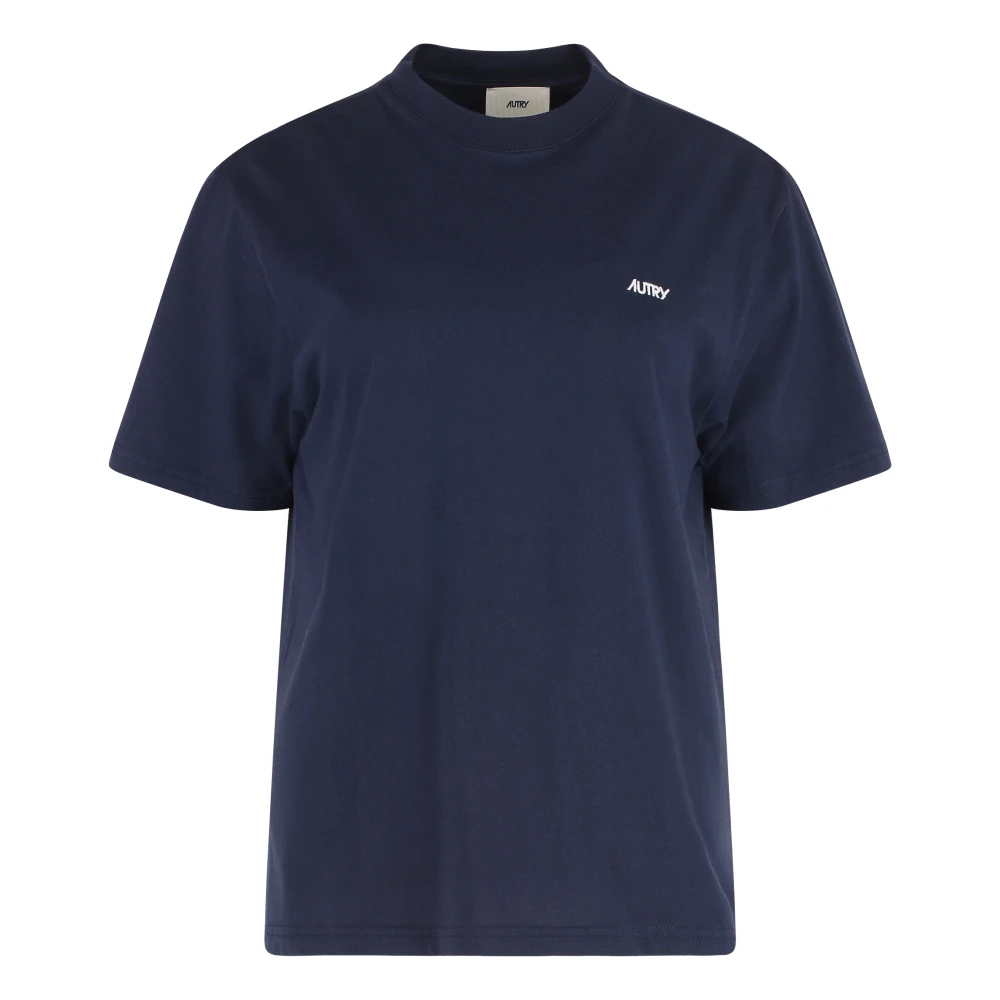 Autry Women's Blue Logo Cotton T-Shirt - T-Shirts - M - Tops