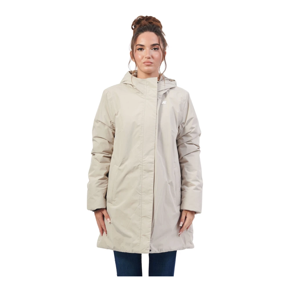 K-way Beige Slim-Fit Halflange Jas Beige Dames