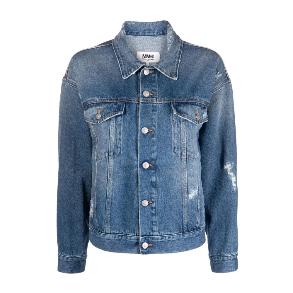 MM6 Maison Margiela Blauwe Denim Jack Casual Stijl Blue Dames