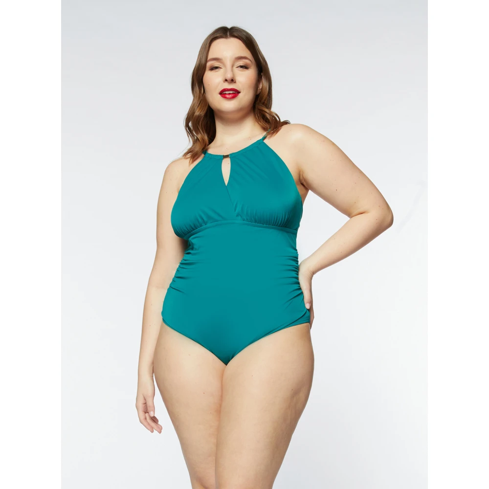 Fiorella Rubino Drop-neck One-piece Swimsuit Green Dames