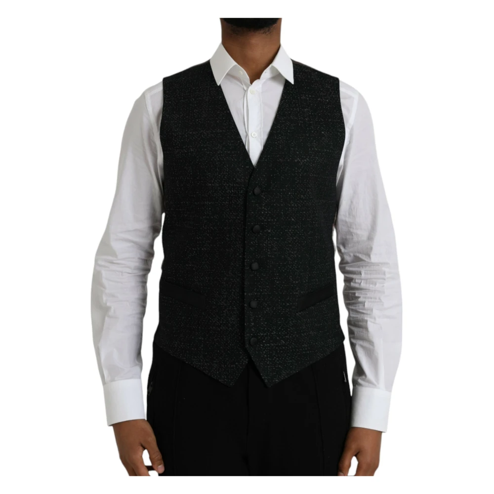 Dolce & Gabbana Men's Black Single-Breasted Waistcoat - Waistcoats - M - Suits