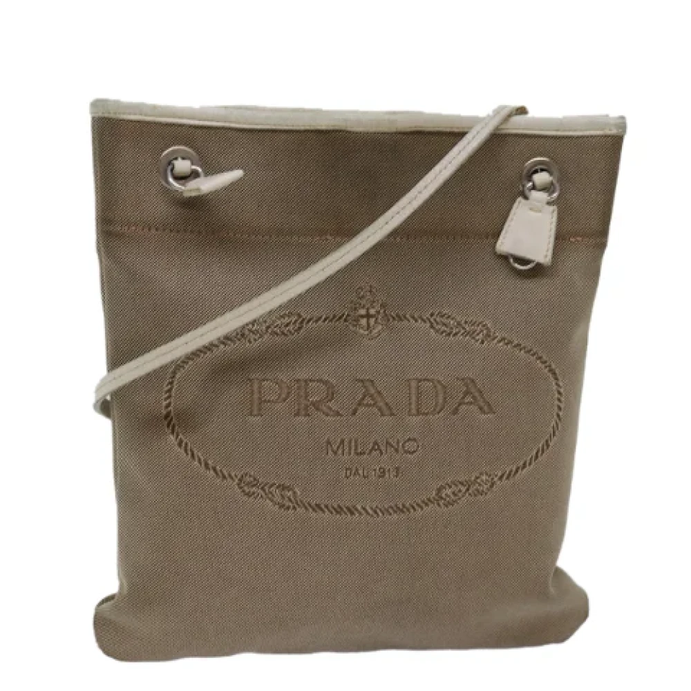 Prada Vintage Pre-owned Canvas prada-bags Beige Dames